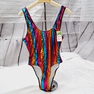 NWT Fashion Classic Collection Rainbow 1 piece swimsuit competition practice Sm0